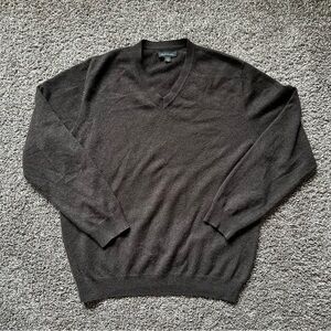 John W. Nordstrom 100% Cashmere Brown Knit Sweater Size L Preppy Cottagecore